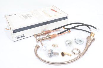 Revival Kitchen Sink Faucet With 11-13/16' Spout, Sidespray And Scroll Lever Handles - Vibrant Brushed Bronze