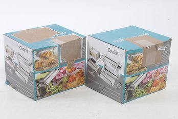 Pair Of Cucina Pro Classic Pasta Maker Deluxe Set With Attachments