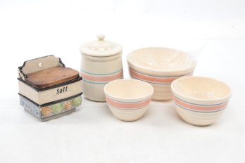Vintage Mixing Bowls, Cookie Jar & Salt Box