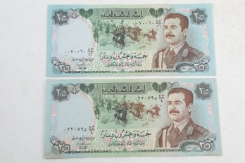 2 Iraqi Currency Bills