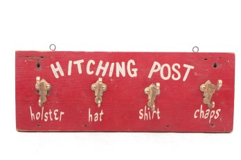 Vintage Hand Painted 'Hitching Post' Hat Rack