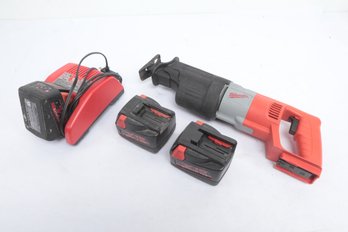 Milwaukee Battery Operated Sawzall W/18-28 Volt Charger & 3 Batteries