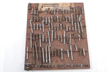 Vintage Plumbing Parts Mounted On Display Board (Some RARE HTF Pieces)