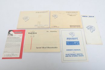 Automotive Literature: 1980 Peugeot 504 Diesel Owners Manuals, Radio Guide & Maintenance Records