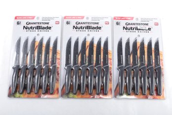 3 Packs Of 6 Granitestone Nutriblade Steak Knives