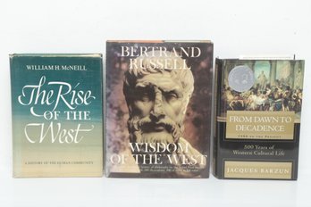 World History & Philosophy Scholarly Lot, 3 HC DJ, McNeill, Russell, Barzun
