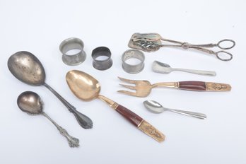 Lot Of Assorted Antique Serviceware And Napkin Rings