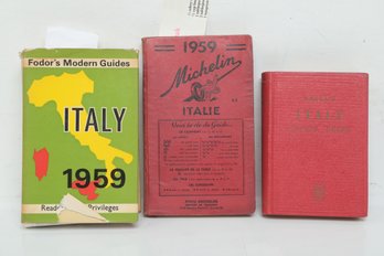 Travel & Tourism: 1959 Italy Guidebooks Lot, Fodor's & Michelin, Includes Nagel's Travel Guide