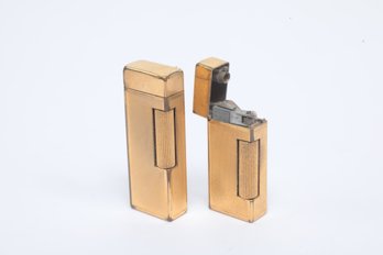 Pair Of Dunhill Gold Filled Roller Lighters