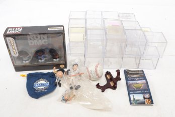 Mixed Lot W/ Run DMC Little People Figures Vintage Facsimile Team Signed Dodgers Ball NY Yankees & Mets Item