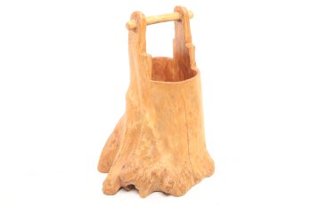 Burl Wood Handcrafted Bucket Pail