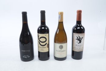 Red And White Bottle From 2019 One Hope Reserve,  2016 La Enfermera Toro. 2019 Topiary, 2020 Bogle Family