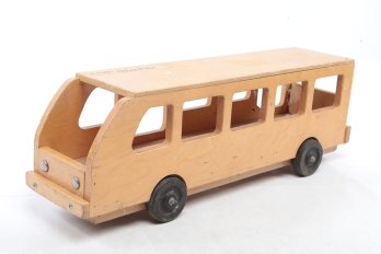 Vintage Wooden School Bus Toy