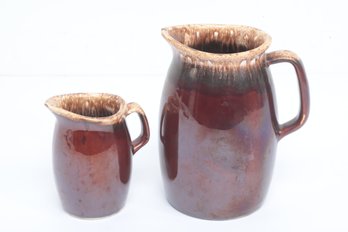 2pc Hull Pottery Brown Pitchers