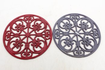 Pair Of Painted Cast Iron Wall Decorations