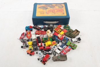 Super Car Case W/ Numerous Toy Cars Etc. Inside As Pictured. Hot Wheels And More.