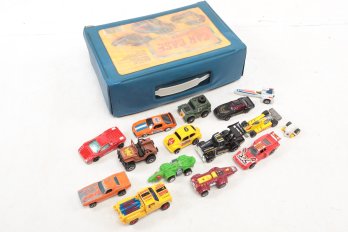 Vintage 24 Die Cast Mini Car Holder W/ Cards As Pictured.
