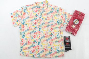 Dc Wonder Woman Shirt And Flash Scarf Cyborg Socks New With Tags