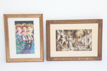 Pair Of Framed Religious Angels Artwork Prints