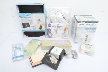Self Care Lot W/ Candle, Massager, Eye Masks, Etc.