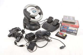 Miscellaneous Gaming Items Saga Genisus Controller Roadstar Racing Wheel And Pedals W/ Vintage Games