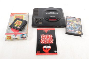 Sega Genesis Consol Plus 2 Games Captain America & Game Genie No Controllers Cables Etc.