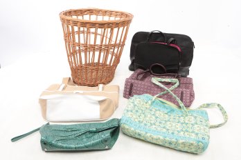 Basket Full Of Assorted Hand Bags And Carry Ons