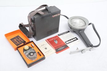 Vintage General Electric Cinema Light Spotlight, Sony F-98 Microphone And Brockway Exposure Meter