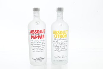 Pair Of ABSOLUT PEPPAR & ABSOLUT CITRON Swedish Vodka Both In 1 Liter Bottles