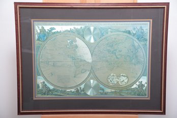 The Bombay Company Framed Double Hemisphere Gold Foil Map (30 1/4' H X 40 1/4' W)