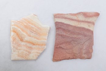 Orange Banded Calcite And Wonderstone Slabs