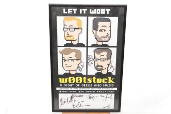 Signed 2010 Poster Wootstock Night Of Geeks & Music Will Wheaton Of Star Trek Big Bang Theory Adam Savage