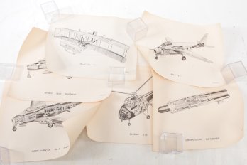Lot Of 6 Aerospace Prints Measuring 16x20' Wright Brothers Sikorsky By Robert McLauren & Aero Digest
