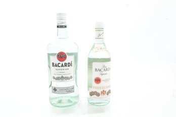 Two Bottles Of RON BACCARDI Puerto Rican White Rum - 1.75 Liter And 1 Liter Bottles