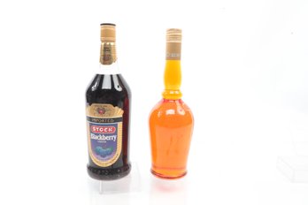 STOCK Blackberry 1 Liter Liqueur And CUSENIER Peach Or Orange Liqueur