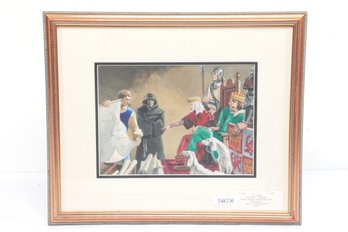 1940 Original Artwork Rare Casein Painting For 'Columbus' Book Illustration