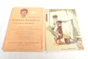 Norman Rockwell Signed Print Tom Sawyer Painted Fence Auto 12x15' W/ Cover Folder.