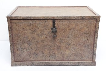 Vintage Painted Storage Chest W/Original Tray & Iron Handles