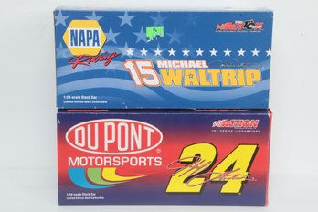 Lot Of 2 Action Racing 1:24 Scale NASCAR Diecast Cars  Jeff Gordon & Michael Waltrip (DuPont / NAPA)