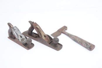 Vintage Stanley Bailey No. 5 Wood Plane W/Craftsman Wood Plane & Vintage Hatchet