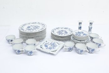 Large Set Of Vintage Blue Danube China Set In Blue Onion Style Floral Motif