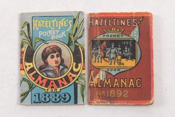 2 Miniature Booklets Advertising For Hazeltine's Pocket Book Almanac For 1889 & 1892