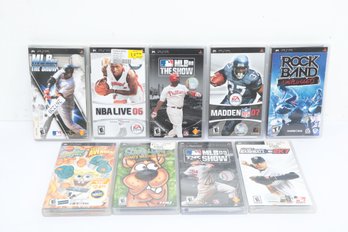 Lot Of 9 PSP Games W/ MLB, NBA, Madden, Rockband, Etc.
