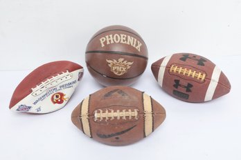 Lot Of Assorted Footballs And Basketball
