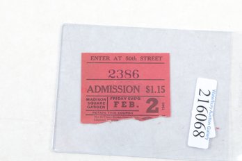 Vintage Madison Square Garden Boxing Ticket Stub February 2, 1940