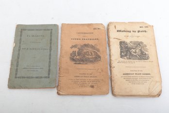 3 Early American Religious Tracts: Sunday-school Union, American Tract Society, Ca. 1820s-40s Lot Of Three