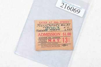 Madison Square Garden May 13, 1938 Boxing Ticket Stub