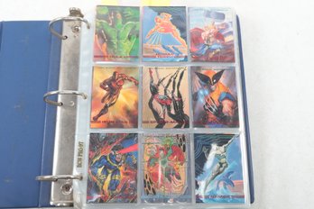 Binder Of Non Sport Cards Marvel Super Heroes Ultra Flair Masterpieces Spider Man Iron Man Wolverine Thor Hulk