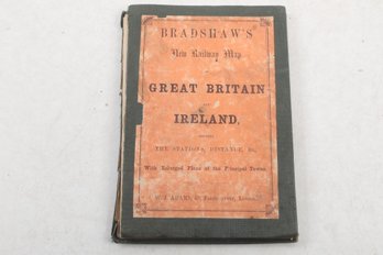 1854 Bradshaws New Railway Map Of Great Britain And Ireland, Showing The Stations, Distance, &c.,
