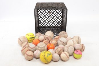 Bin Of Practice Baseballs And Softballs